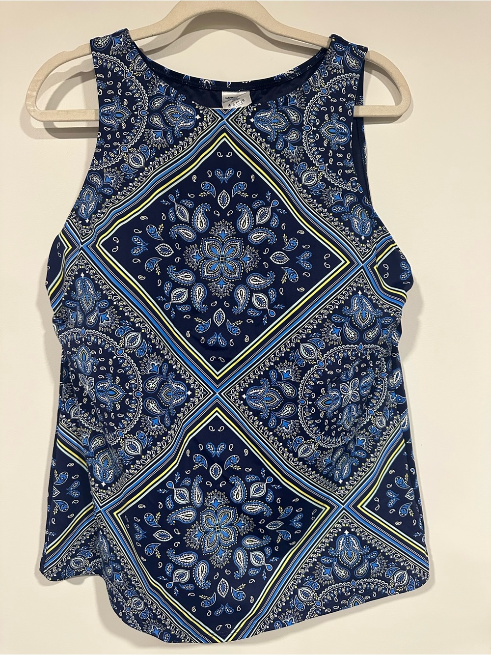 Lands’ Ends Paisley Bandana Print High Neck Tankini Top Size 16